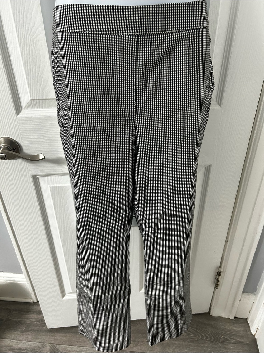 Jules & Leopold Black and White Micro-Check Straight-Leg Capris